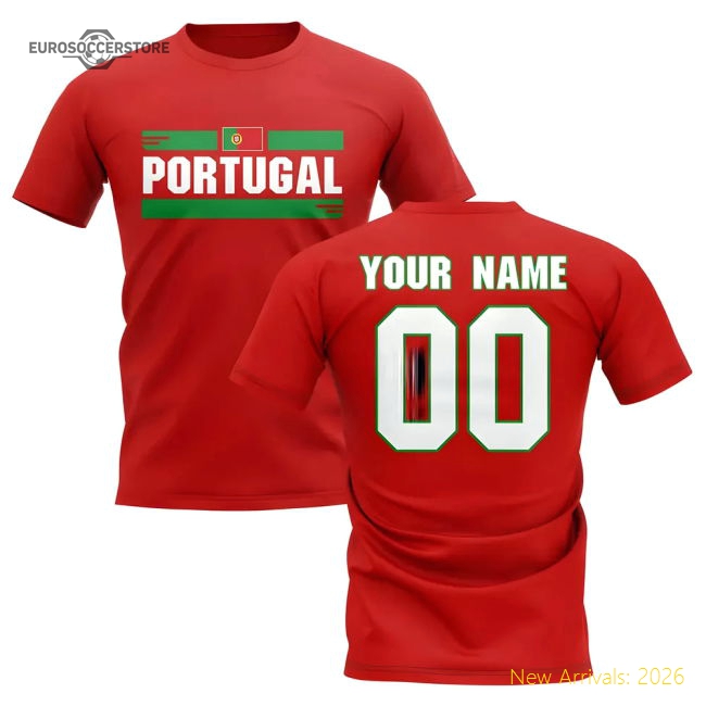 Personalised Portugal Fan Football T-Shirt (red)-Vantage Point Soccer
