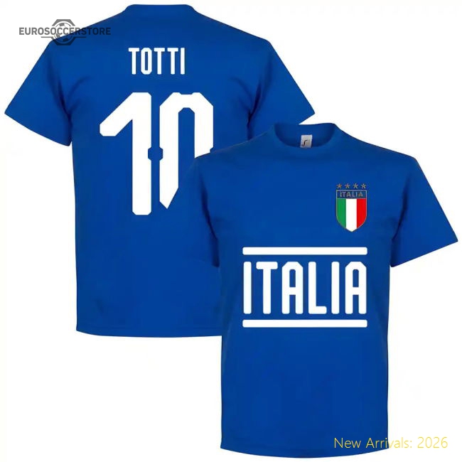 Italy Totti 10 Team T-Shirt - Royal-Vantage Point Soccer