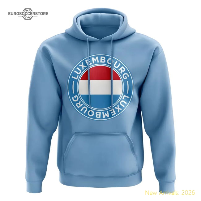 Luxembourg Football Badge Hoodie (Sky)-Football Shirts Shop