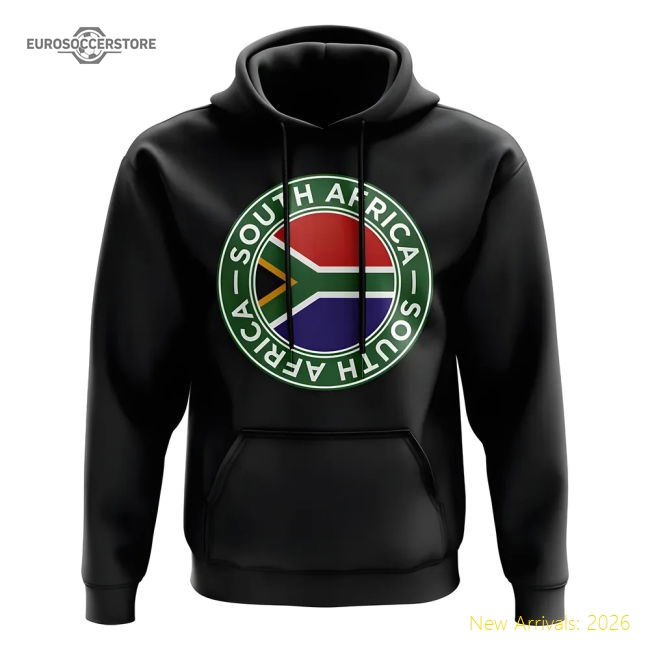 South Africa Football Badge Hoodie (Black)-Football Shirts Shop