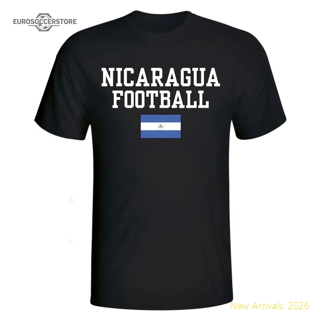 Nicaragua Football T-Shirt - Black-PitchVibe Kits
