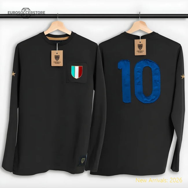 Italy Gli Azzurri Black Number 10 Retro Shirt-Vantage Point Soccer
