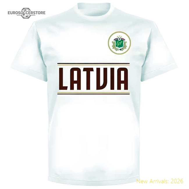 Latvia Team T-Shirt - White-Football Shirts Shop