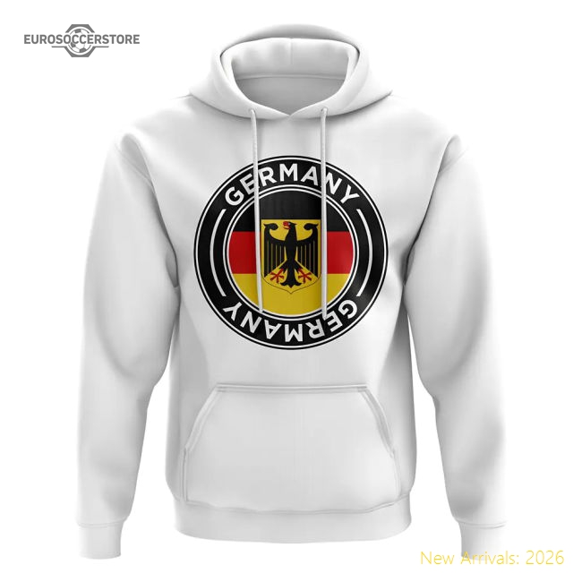 Germany Football Badge Hoodie (White)-Vantage Point Soccer
