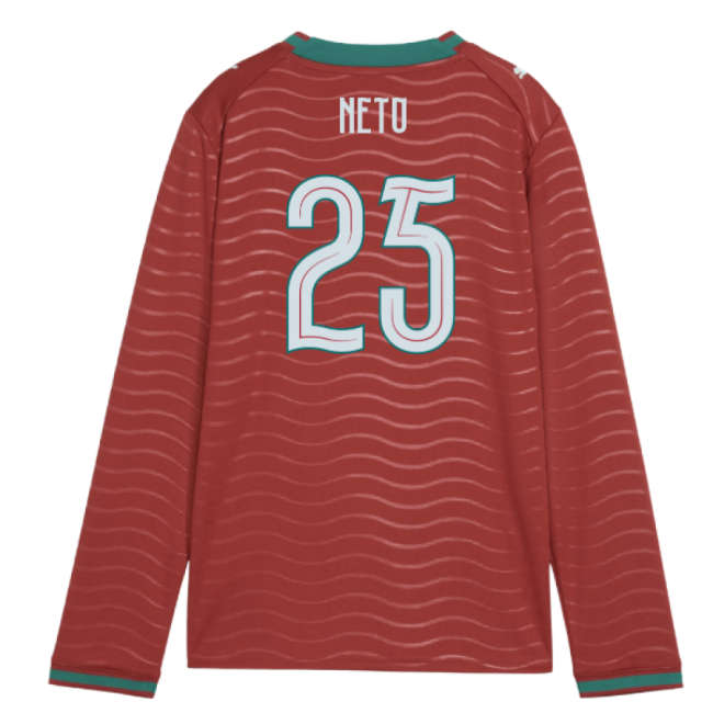 2026-2027 Portugal Long Sleeve Home Shirt (Kids) (Neto 25)-Vantage Point Soccer