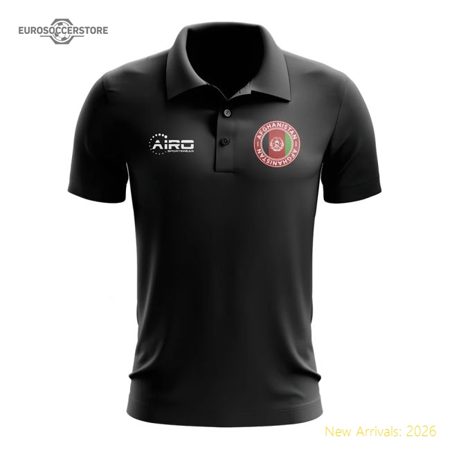 Afghanistan Football Polo Shirt (Black)-The Soccer Shirt Hub