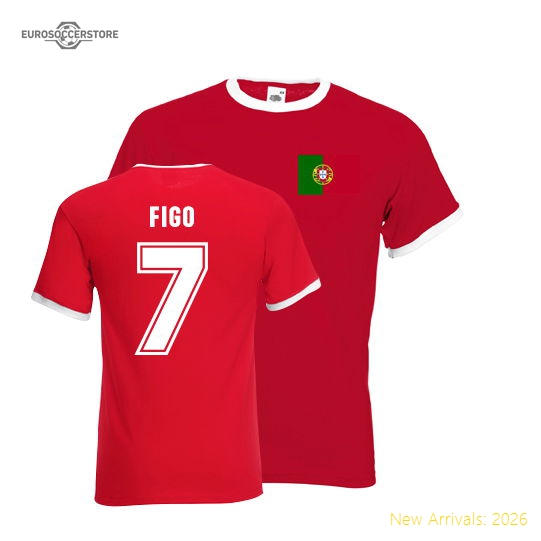 Luis Figo Portugal Ringer Tee (red)-Vantage Point Soccer