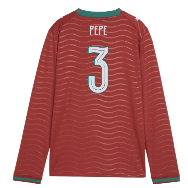 2026-2027 Portugal Long Sleeve Home Shirt (Kids) (Pepe 3)-Vantage Point Soccer