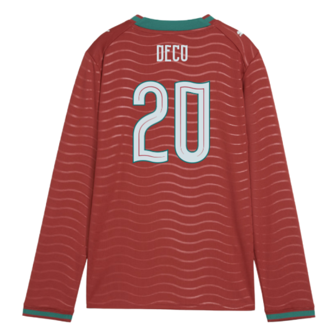 2026-2027 Portugal Long Sleeve Home Shirt (Kids) (Deco 20)-Vantage Point Soccer