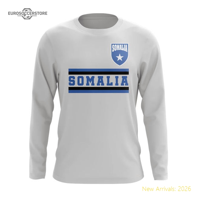 Somalia Core Football Country Long Sleeve T-Shirt (White)-Football Shirts Shop