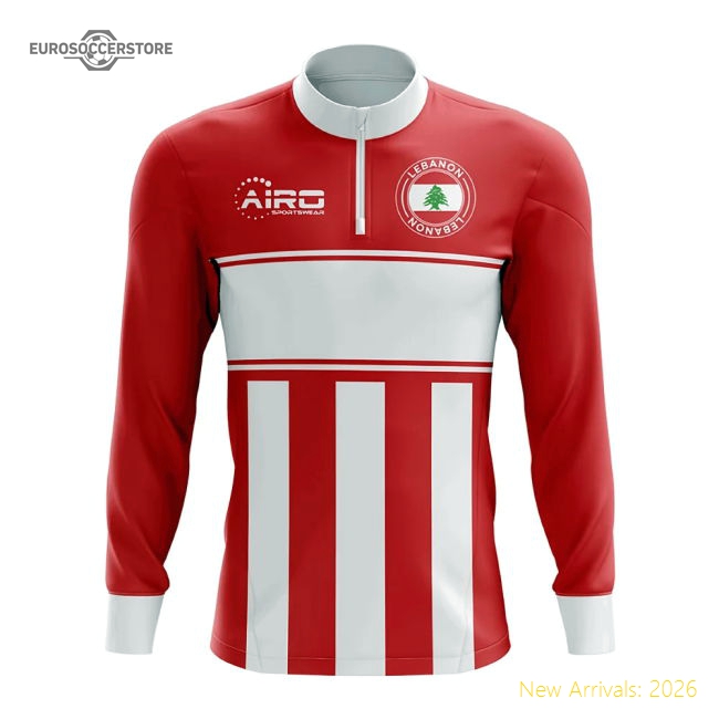Lebanon Concept Football Half Zip Midlayer Top (Red-White)-Vantage Point Soccer