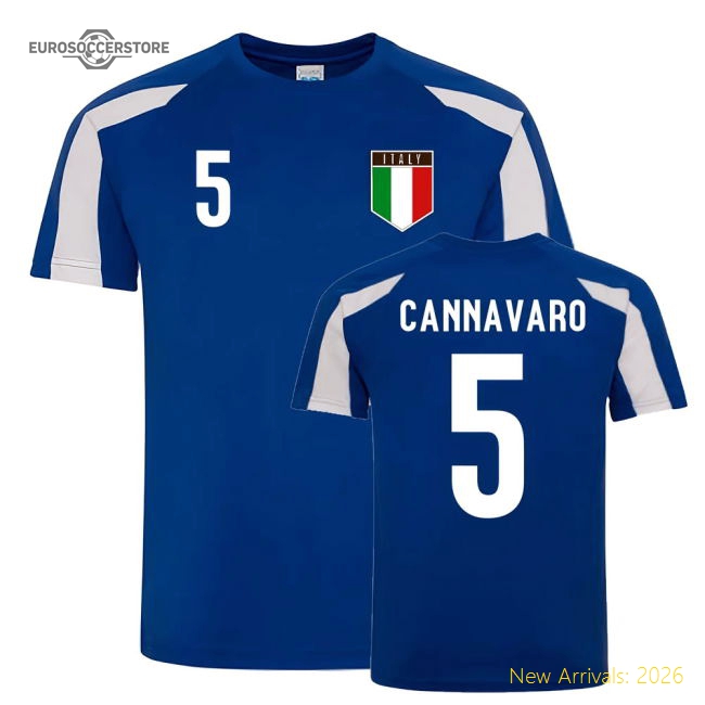 Fabio Cannavaro Italy Sports Training Jersey (Blue-White)-Vantage Point Soccer