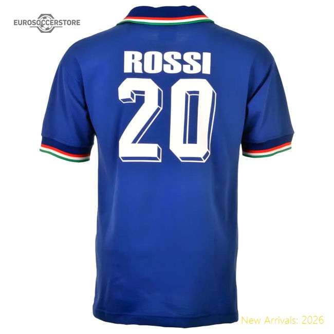 Italy 1982 World Cup Winners Rossi 20 Retro Football Shirt-Vantage Point Soccer