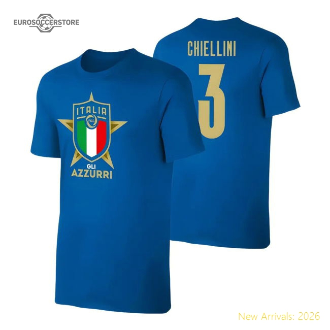 Italy Euro 2020 T-Shirt (Chiellini 3) Blue-Vantage Point Soccer