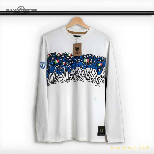 Italy Azzurri Fans Football LS Tee (White)-ly44