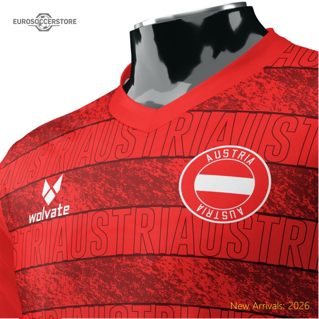 Austria Heritage Red Football Jersey (Wolvate) Adult Short Sleeve-Vantage Point Soccer