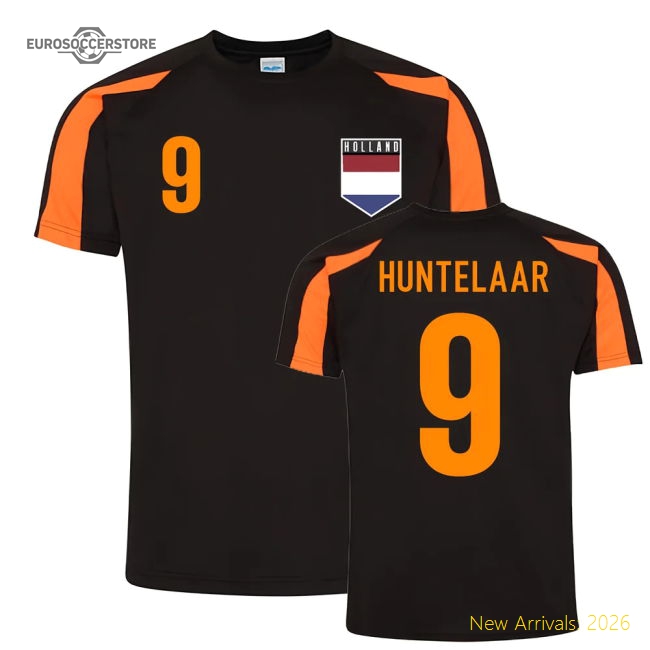 Klass-Jan Huntelaar Holland Sports Training Jersey (Black-Orange)-Football Jersey Hub