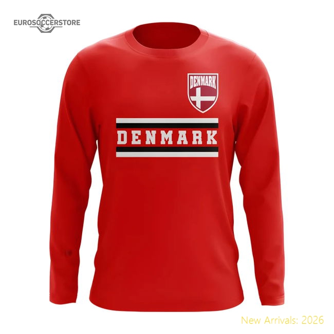 Denmark Core Football Country Long Sleeve T-Shirt (Red)-Vantage Point Soccer