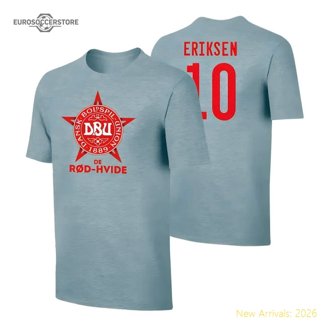 Denmark Euro 2020 T-Shirt (Eriksen 10) Grey-Vantage Point Soccer