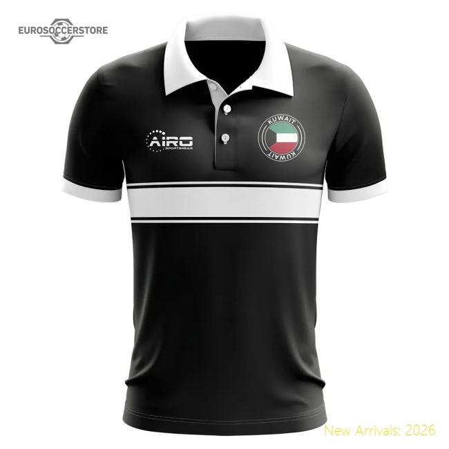 Kuwait Concept Stripe Polo Shirt (Black)-Vantage Point Soccer