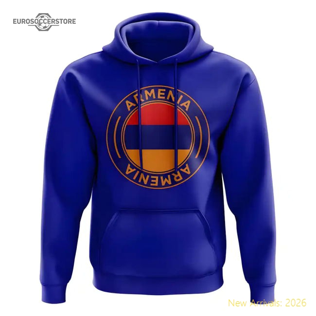 Armenia Football Badge Hoodie (Blue)-Vantage Point Soccer