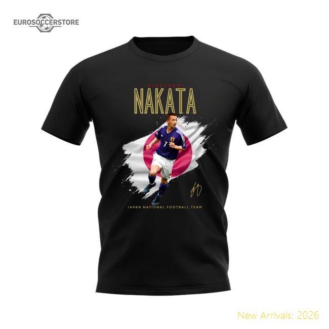 Hidetoshi Nakata Japan Image T-Shirt (Black)-Vantage Point Soccer