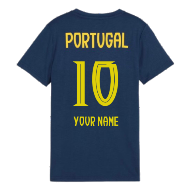 2025-2026 Portugal Casuals Tee (Persian Blue) - Kids (Your Name)-Vantage Point Soccer