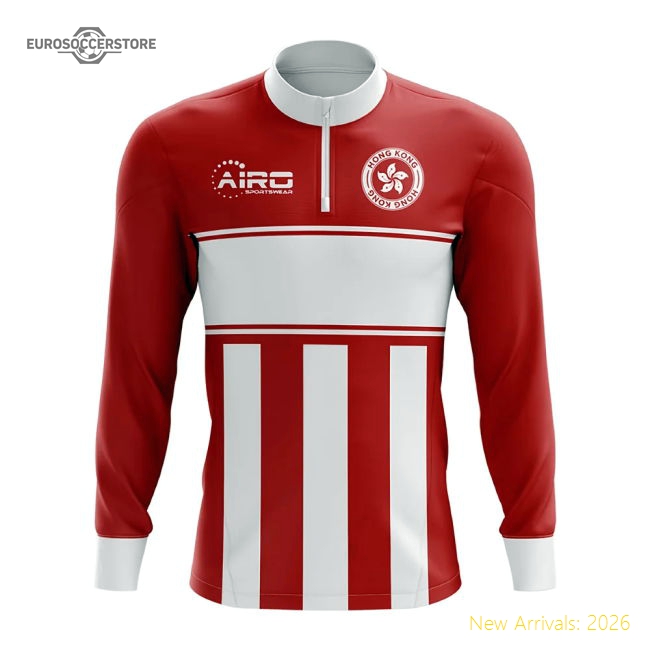 Hong Kong Concept Football Half Zip Midlayer Top (Red-White)-Vantage Point Soccer