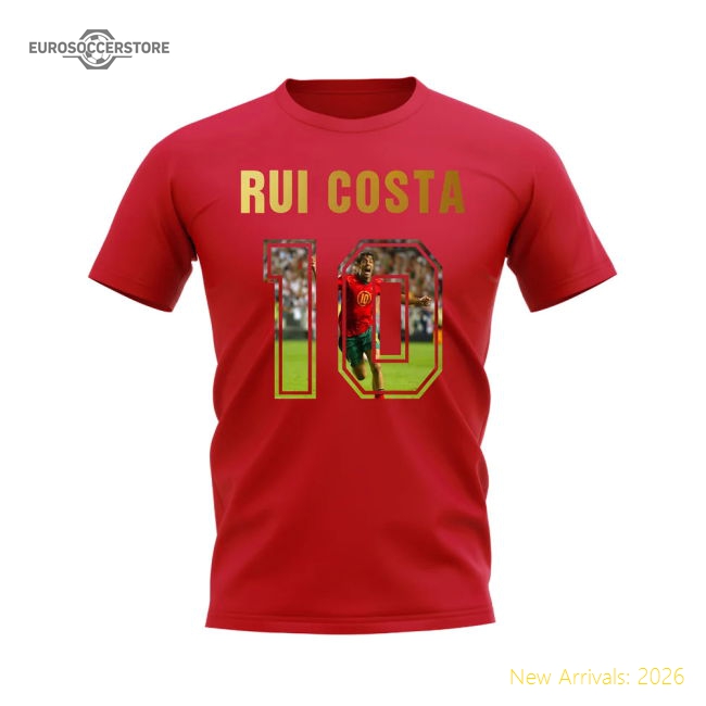 Rui Costa Name And Number Portugal T-Shirt (Red)-Vantage Point Soccer