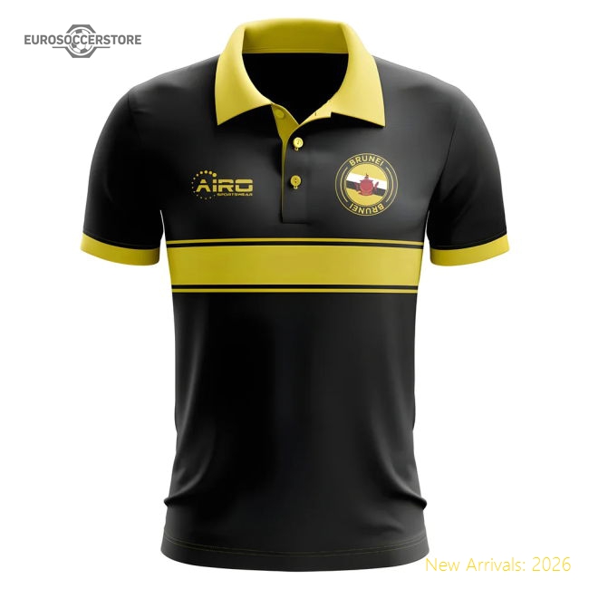 Brunei Concept Stripe Polo Shirt (Black)-Vantage Point Soccer
