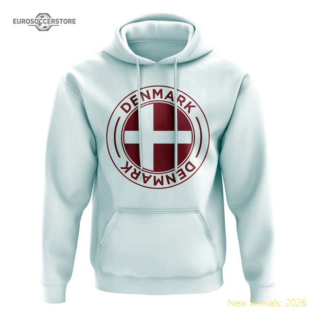 Denmark Football Badge Hoodie (White)-Vantage Point Soccer