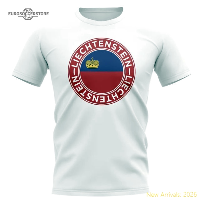 Liechtenstein Football Badge T-Shirt (White)-Football Shirts Shop