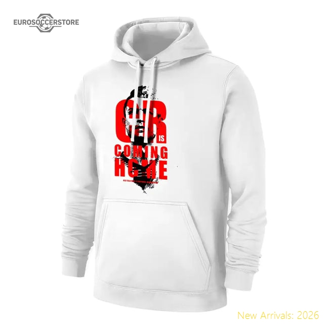 Ronaldo CR is COMING HOME footer with hood, white-Vantage Point Soccer