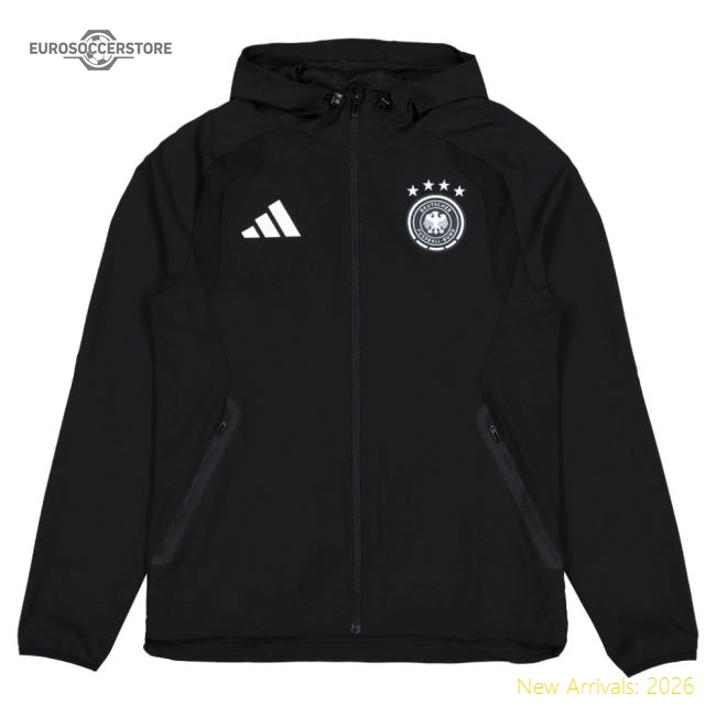 2026-2027 Germany Tiro Travel Full Zip Windbreaker (Black)-Vantage Point Soccer