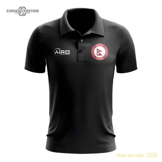 Nepal Football Polo Shirt (Black)-Vantage Point Soccer