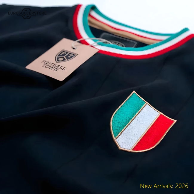 Italy Gli Azzurri Retro Football Shirt (Black)-Vantage Point Soccer
