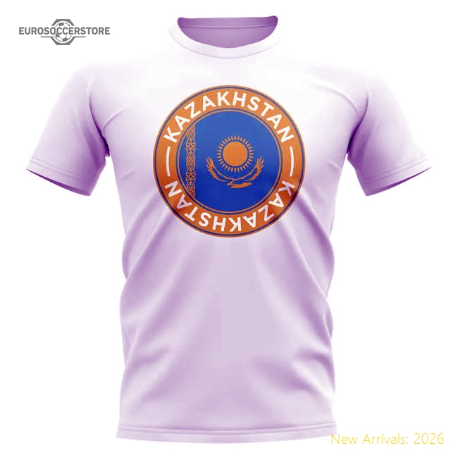 Kazakhstan Football Badge T-Shirt (White)-Football Shirts Shop