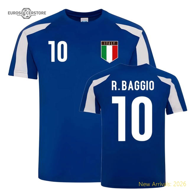 Roberto Baggio Italy Sports Training Jersey (Blue-White)-Vantage Point Soccer
