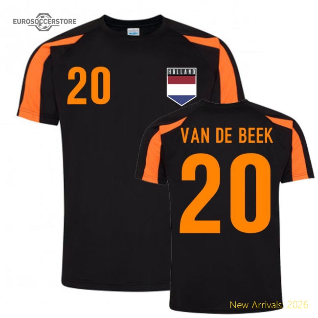 Donny Van de Beek Holland Sports Training Jersey (Black-Orange)-Football Jersey Hub