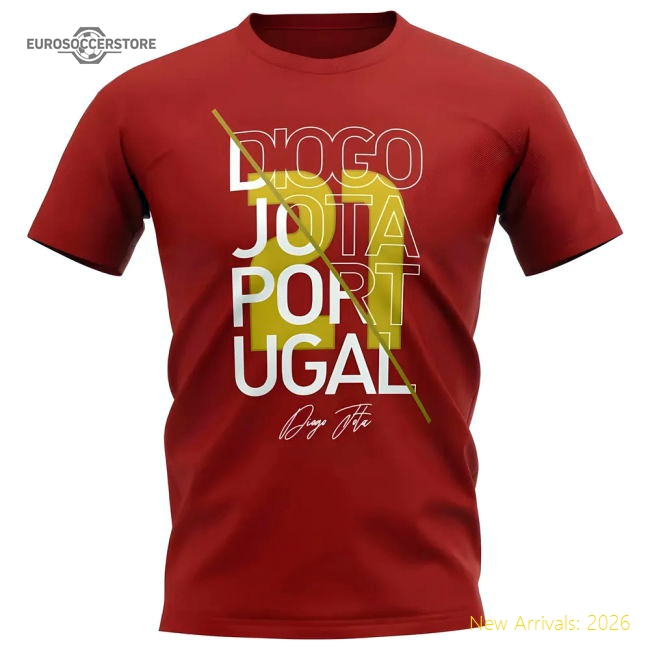 Diogo Jota Portugal Graphic Signature T-Shirt (Red)-Vantage Point Soccer