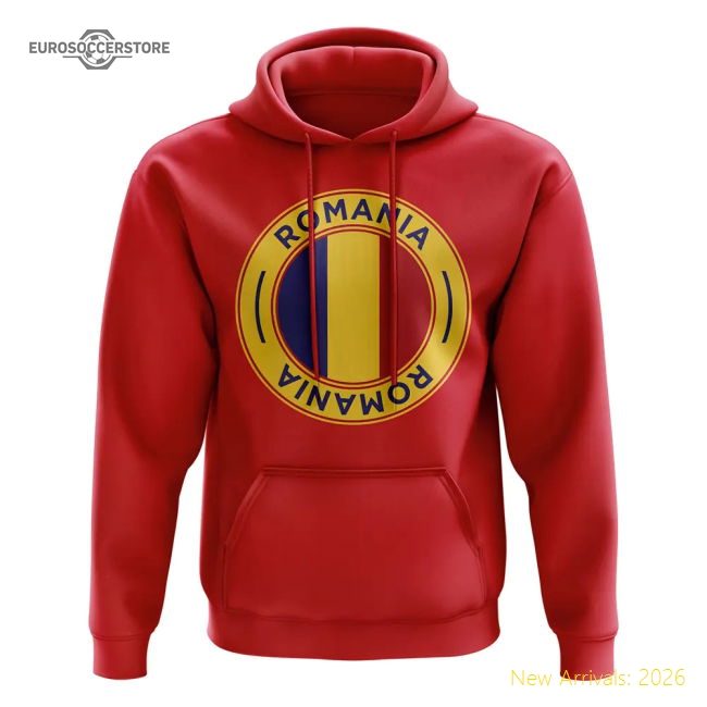 Romania Football Badge Hoodie (Red)-Vantage Point Soccer