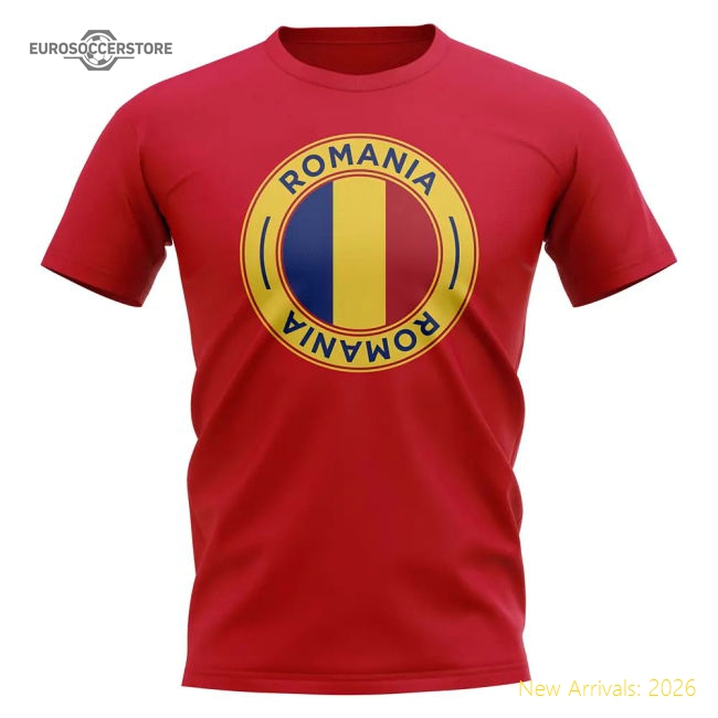 Romania Football Badge T-Shirt (Red)-Vantage Point Soccer