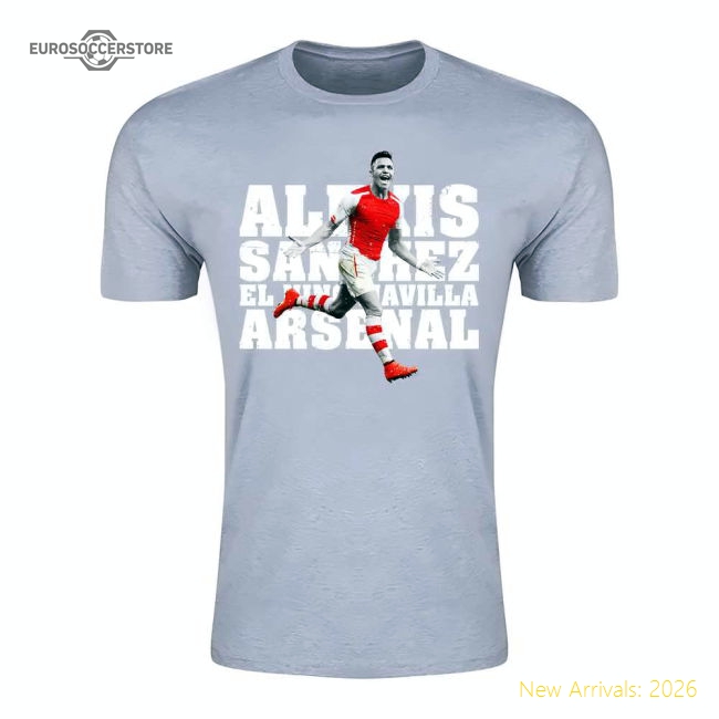 Alexis Sanchez Arsenal El Nino Maravilla T-Shirt (Grey) - Kids-Vantage Point Soccer