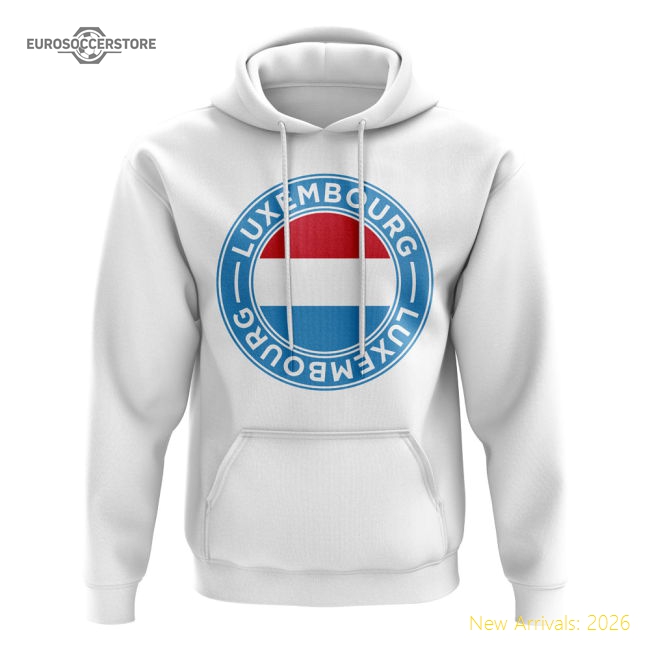 Luxembourg Football Badge Hoodie (White)-Football Shirts Shop