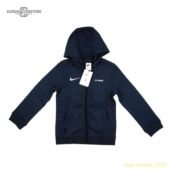 2022-2023 France Full Zip Hoody (Navy) - Kids-Vantage Point Soccer