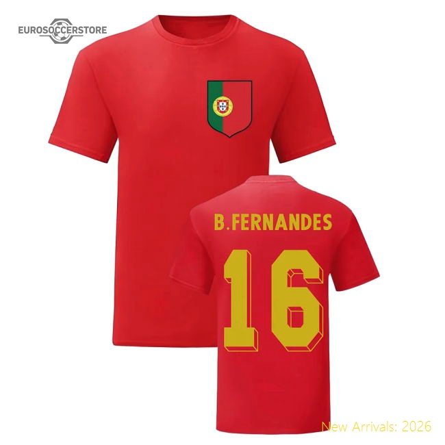 Bruno Fernandes Portugal National Hero Tee (Red)-Vantage Point Soccer