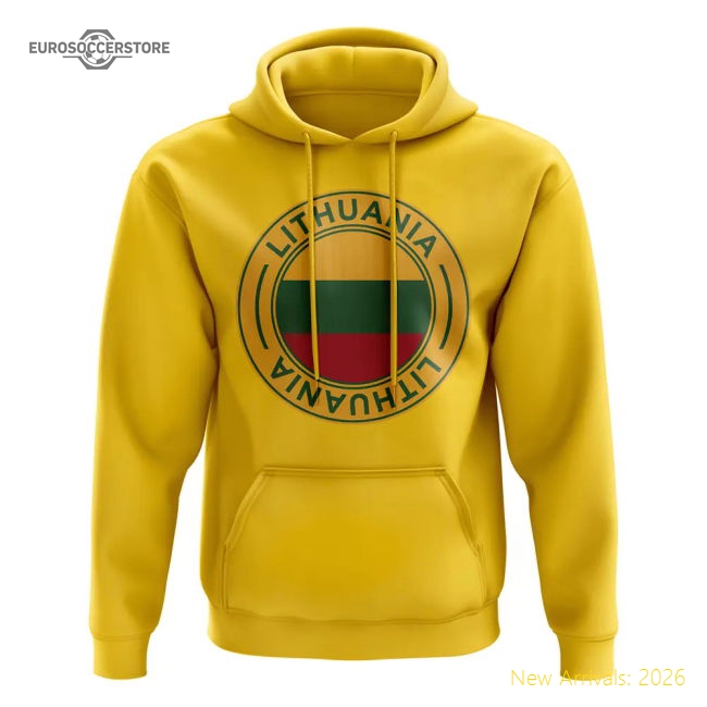 Lithuania Football Badge Hoodie (Yellow)-Football Shirts Shop