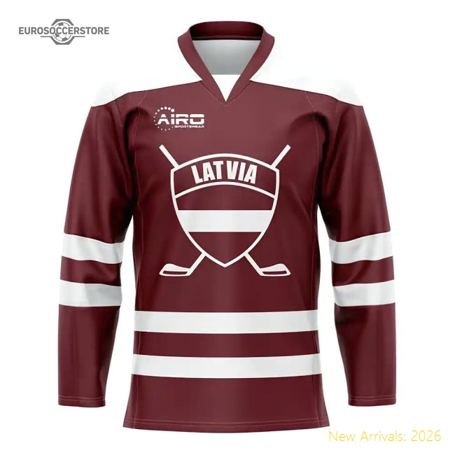 Latvia Home Ice Hockey Shirt-Football Shirts Shop
