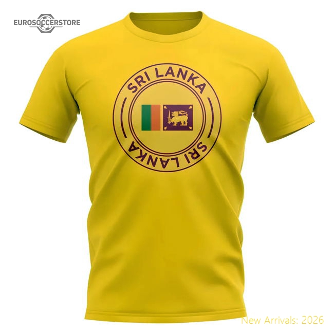 Sri Lanka Football Badge T-Shirt (Yellow)-The Soccer Shirt Hub
