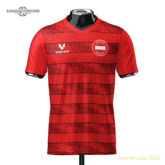 Austria Heritage Red Football Jersey (Wolvate) Adult Short Sleeve-Vantage Point Soccer